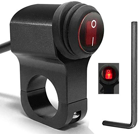 Greluma 1 Pezzo Interruttore Manubrio Moto Interruttore Luci Manubrio ATV 12V Interruttore a Pressione in Lega di Alluminio CNC Interruttori Impermeabili per Luce Moto Faretto Luce Bici