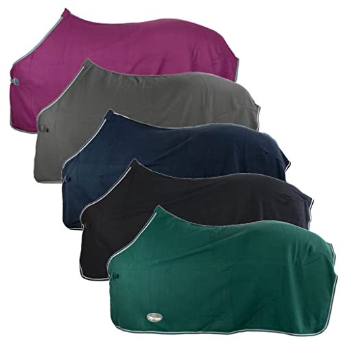 Marengos - Abschwitzdecke Economic | Pferdedecke mit Schweifkordel, Widerristpolster & Metallverschluss | atmungsaktive Fleecedecke | Pferde-Outdoordecke | Pferde Zubehör in Grau | 125cm