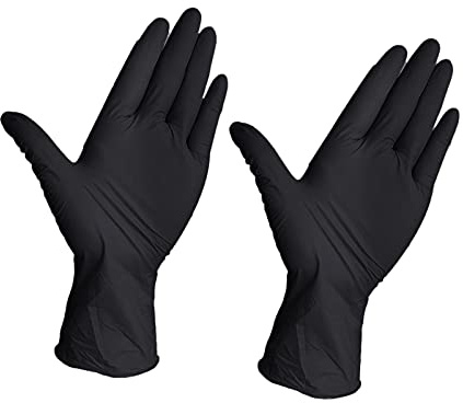 Colorful 1Paar Einweg Handschuhe Schwarze Gummi Nitril-Handschuhe puderfreie Tätowierhandschuhe Mechaniker Kochhandschuhe Komfortable (Schwarz, S)