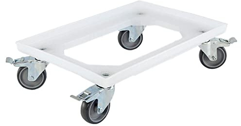 Karton EU Transportroller für Boxen 60 x 40 cm mit 4 Bremsen milchig und 4 Lenkrollen Rollwagen Euroboxen Eurobehälter