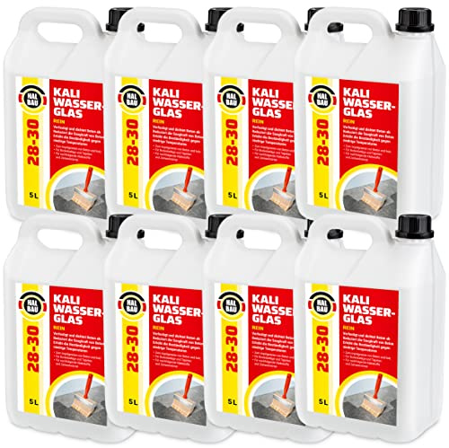 HALBAU Kaliwasserglas 28-30 Rein 40 Liter Kali Wasserglas, Haftgrund, Beton Versiegelung, Holz Imprägnierung, Verkieselung, Mauerabdichtung, Betonschutz, Holzschutz