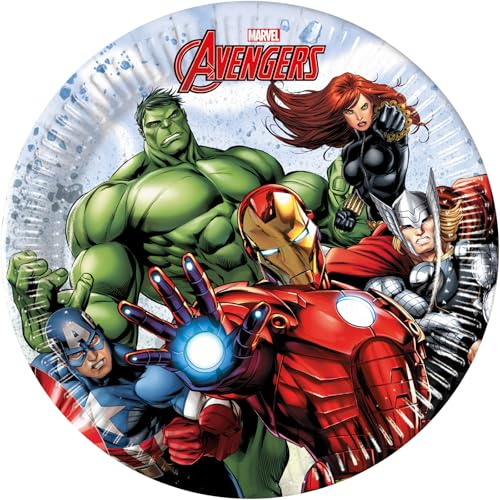 8 Petites assiettes en carton Avengers Mighty 20 cm - Multicolore
