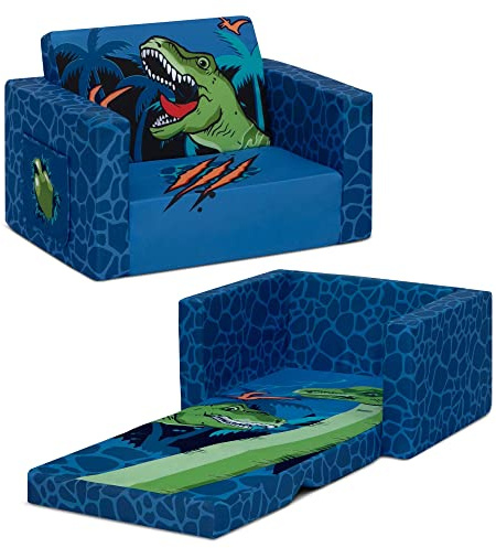 Delta Children Dinosaur Cozee Flip-Out Chair For Relaxing- 2-in-1 Convertible Lightweight,Portable Chair to Lounger for Toddlers & Kids