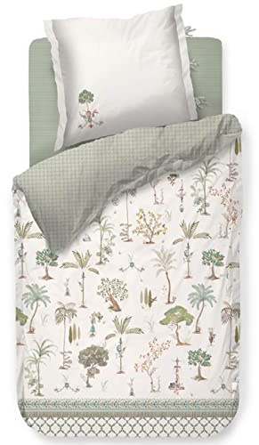 Pip Studio Bettwäsche Giardini di Frutta White Palmen Obstbäumen Natur Mediterran Muschel Muster Wende Weiß Perkal, Größe:135 cm x 200 cm