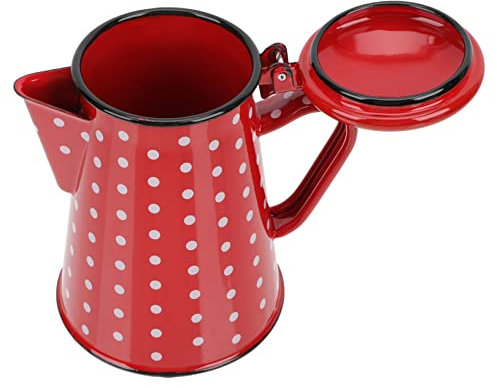 YARNOW Cafetière En Émail 0,8 l Rouge à Pois Blanc Bouilloire La Cuisine Bouilloire à Eau Chauffe-plat Émail Pour Usage Domestique Et Camping