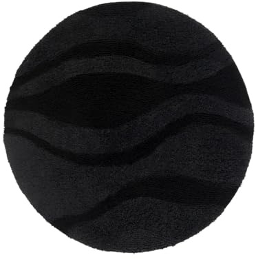 RugVista Breeze Badematte, Rund, Ø 70 cm, Schwarz | Moderne, Niedriger Stapel, Maschinenwäsche, Oeko-Tex 100, Rutschfest, Badezimmer