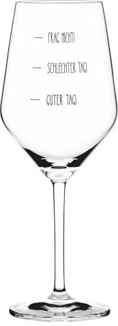 Sand & Soda 9500013 - Bicchiere da vino moderno con scritta alla moda, con scritta Guter Tag, con scatola regalo, made in Germany