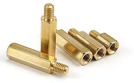 EAUSO 30pcs M3 * L + 6mm Tête Hexagonale Laiton Espacement Vis À Bois Écrou Cuivre Insert Pilier Fileté PCB Standoff Spacer PC Carte Mère Petits Outils (Length : 7mm, Size : M3) 7mm M3 (Color : 20mm)