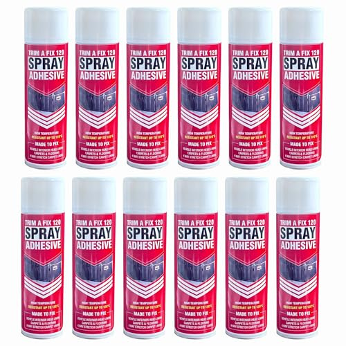 12x Trim A Fix 120-500ml High Temperature Adhesive Spray Carpet Glue For Cars Van Campervan Motorhome Lining & Upholstery (12)