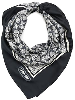 COACH Damen Vintage Signature C Printed Silk Square Schal, Mitternachtsmarineblau, Einheitsgröße