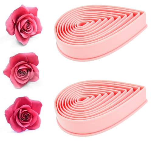 20 cortadores de galletas con forma de gota de agua con pétalos de rosa, cortadores de arcilla polimérica, cortador de galletas de gotas de lluvia, fondant, fondant, forma de lágrima, herramientas