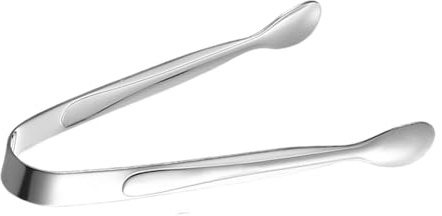 Fukamou Luxus-Servierzange, Eiszange - Küchenhelfer, Servierzange, Eisklemme Für Eis, Zuckerwürfel, Kaffeebar, Essen Servieren - Edelstahl, Silber, 12 cm, 1 Stück