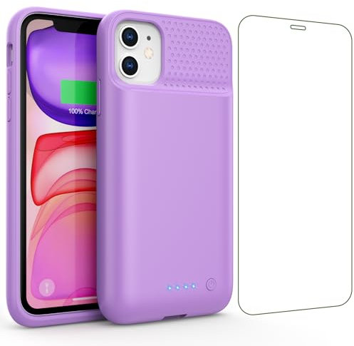 Feob Akkuhülle für iPhone 11/ XR (6,1), 7500mAh 15W Powerbank Hülle Zusatzakku Akku Case Akku Ladehülle Handyhülle Akku Battery Case Akku Hülle für iPhone 11/ XR (6,1) Charger Case-Violett