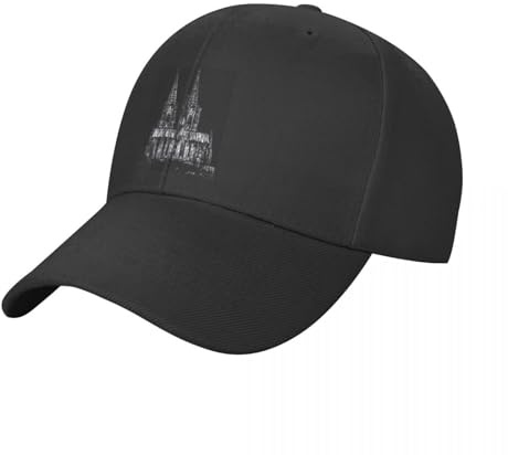 CWCMZDH Baseballmütze Baseballkappe Kölner Dom Schwarz-Weiß Baseball Cap Visier Luxus Mütze Custom Cap Golf Damen Herren