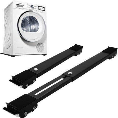 Ruedas Lavadora，Soporte Con Ruedas Lavadora，Base Lavadora Ajustable，con 24 Ruedas, 46 a 71cm Ajustable,Apto para lavadoras, frigoríficos, sofás y armarios. Puede soportar 300 kg (Negro)