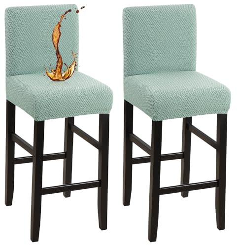 YISUN Wasserdicht Barhocker Bezüge Stuhlhussen Stretch Barhocker Bezug mit Rückenlehne, Abnehmbarer Waschbarer Stuhlhussen Barhockerbezüge für Kurze Drehstuhl Esszimmerstuhl Bar Hocker(2er Set)