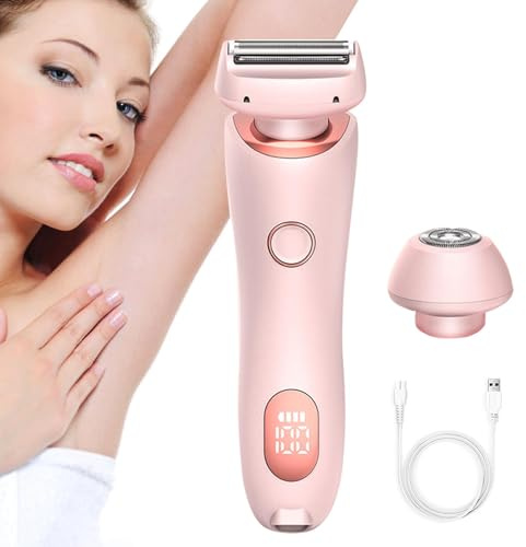 Silk-Glide Elektrisk, Beaut-ibl-OOM, Silk-Glide epilator smärtfri hårborttagning hemma, bärbar rakapparat, Elektrische bikinitrimmer Rasierer Mit LED-Anzeige Für Damen, Wet & Dry (rosa)