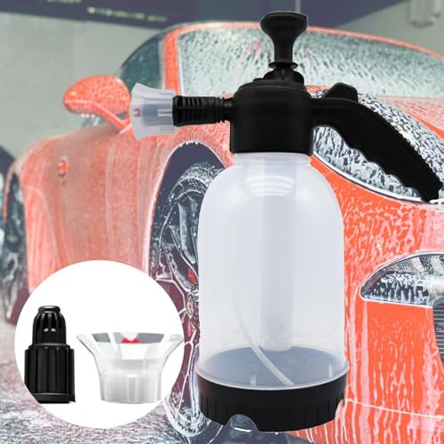 Snow Foam Pump Sprayer, Car Foam Sprayer, 2L Hand Pneumatic Cannon Pressure Atomizer Pump Sprayer, 2 Types of Nozzle High/Air Pressure Washer for Car Cleaning & Watering Flowers