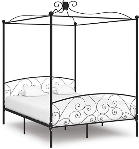 Festnight Himmelbett 160x200 cm Ehebett Bettgestell Metall Bett Metallbett Doppelbett Bettrahmen Schlafzimmerbett