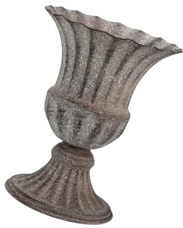 Alipis Vaso Commemorativo Per Cimitero in Ferro Resistente Alle Intemperie Vaso Di Fiori Da Tomba Decorativo Per Funerali e Tombe Per Fiori Freschi e Artificiali Design Vintage Grigio