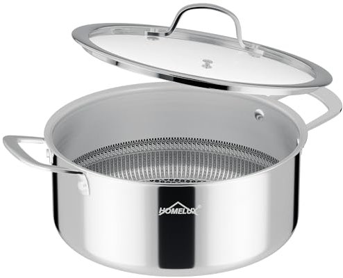 Töpfe Induktion 20cm 2,3L Topf Edelstahl Kochtopf,Töpfe mit Wabenstruktur Beschichtete,Kochtopf Induktion für Alle Herdarten,Pot mit Glasdeckel