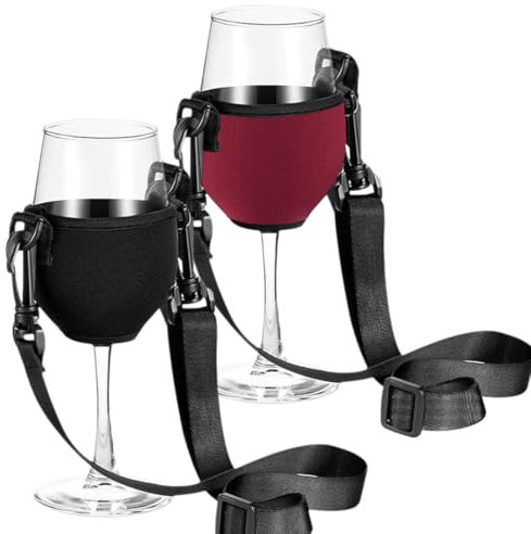 JAWUZ Soporte Copas Colgante, Soporte Para Copas De Vino Para Colgar, Soporte Copas De Vino Portátil (Negro+Rojo)