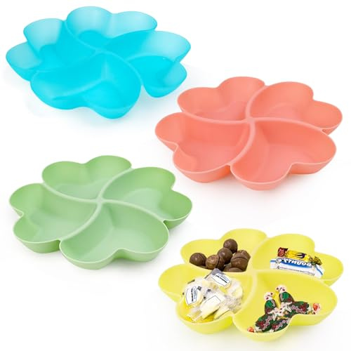 XINFAQAQ Assiettes avec Compartiment, Plateaux à Compartiments, Assiettes à Collations Réutilisables, Plateau à Assiettes de Service de Collation Divisée pour Apéritifs, Snacks, Épices, Bonbons