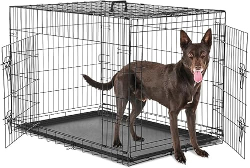 Dog Crate, large Medium Dog Cage with 2 Doors and Removal Tray Folding Metal Pet Training Cage Animal Carriere (36inch)