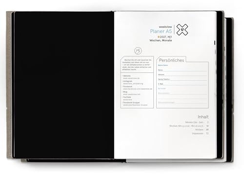 weekview X17 Hefte 2027 – Set Business (2 Hefte) – 2× Halbjahr Wochenplaner: 1 Woche auf Doppelseite mit Fokus- & Prioritätenfeldern – Nachfüllset für A5 Planer – kompatibel mit X17 System