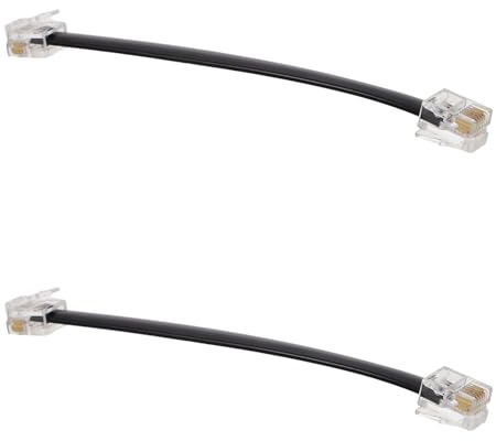 DIYEAH 2PCS Short Flat Telephone Line Cable Core Male to Male for Reliable Signal Quality Easy Connection for Communication