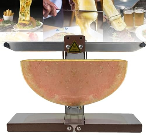 Parrilla comercial Raclette con rueda de nacho, derretidor eléctrico de queso de 900 W con altura y ángulo ajustables, calentador de alimentos de acero inoxidable para restaurantes
