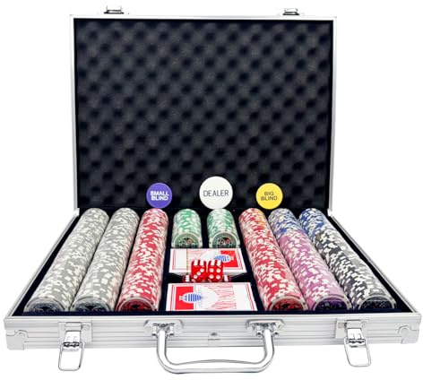 AIBETOMG Poker Chips with Numbers,500Pcs Poker Chips Set with Aluminum Travel Case,11 Gram Casino Poker Set for Texas Holdem, Blackjack