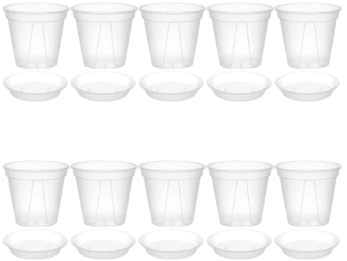DOITOOL Maceta Transparente para Orquídeas con Drenaje y Bandeja Protectora de Tiestos de Plástico para Raíces Sanas Macetero Ligero para Interior y Exterior