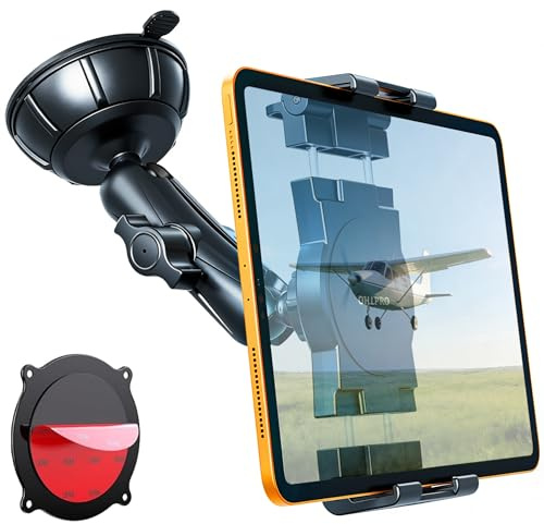 OHLPRO Tablet Holder for Pilot Aircraft Windshield, Anti-Vibration Suction Cup Aviation Mount, Fits 5-13 iPad Pro 12.9, Mini 6, Air & Thick Cases, Heavy Duty for Car Dashboard, Cockpit, Truck