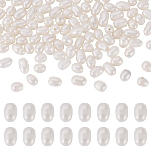 BB Beadthoven - 100 perle di perle d'acqua dolce di grado AB, 4-6 mm, a forma di chicco di riso, perle naturali coltivate con foro da 0,6 mm per collane, bracciali, creazioni fai da te, creazione di