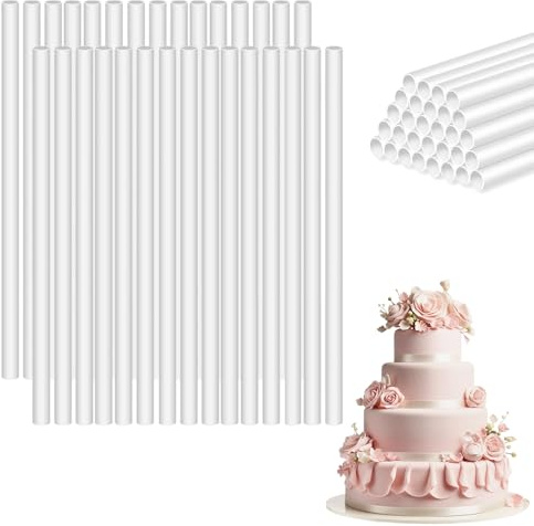 MSLSOZ 30 tasselli per torte da 30 cm, supporti per torte a più livelli, tasselli per torte in plastica, tasselli per torte a più livelli, struttura cava bianca per impilare torte a più livelli