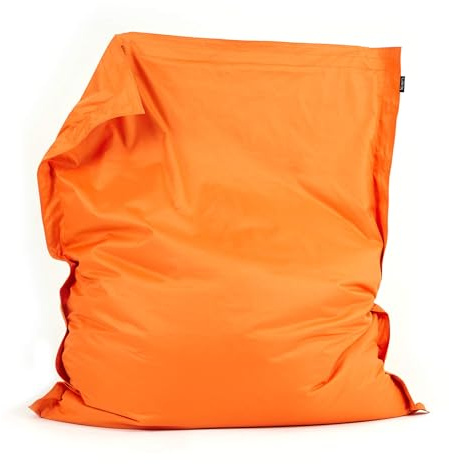Bean Bag Bazaar Giant Bean Bag, Orange, Water Resistant Fabric, Floor Cushion, Beanbag for Indoor and Outdoor Use, Bean Bag with Filling Included, 180cm x 140cm, Gaming, Living Room, Garden