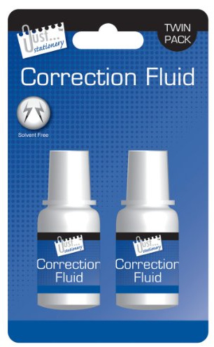 Just Stationery Correction Fluid (Pack of 2 x 13ml Bottles) - Solvent Free Official New Pack