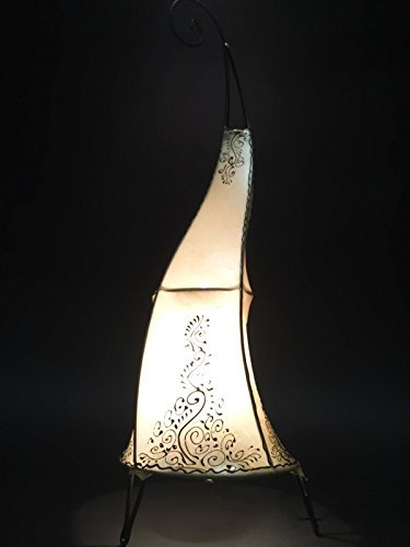 orientale stehlampe Daya Natura 70 cm in pelle Lampada Henna lampada lampada | marocchino grandi lampade da terra in metallo, paralume in pelle | orientale decorazione in Marocco, colore naturale