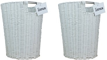 ARPAN CL-PSP-PK2 Lot de 2 corbeilles à papier rondes et solides en résine blanche Idéal pour la maison, le bureau, les hôtels