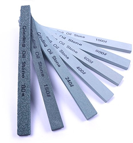 ATOPLEE Knife Sharpening Stone Set, Green Silicone Carbon Polishing Oilstone Whetstone for Ceramic Painted Metal Grinding Grit 80#/150#/240#/400#/600#/800#/1000# [All Grits, 7pcs]