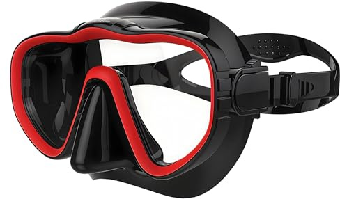 Kraken Aquatics Dive Snorkel Mask Adult | Quality Snorkeling Gear for Adults Scuba Gear Diving Mask Scuba Diving Gear Goggles for Swimming Masks (Red)