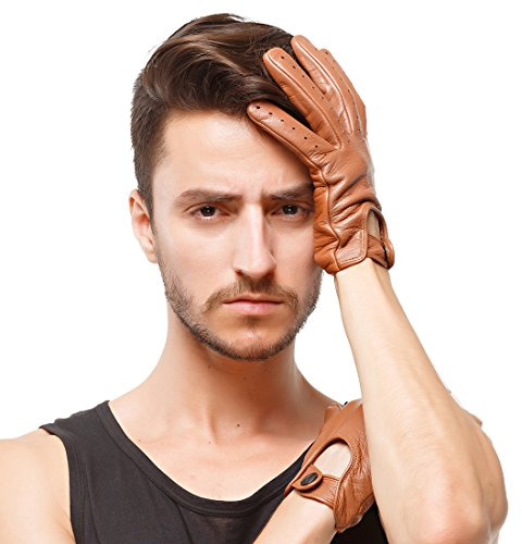 Nappaglo Herren Hirschleder Touchscreen Handschuhe Lederhandschuhe für fahren Motorrad Radfahren Ungefüttert Handschuhe