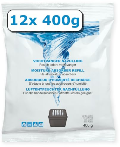 Recharge absorbeur d'humidité - Lot de 12-400 g - Neutre - Universel - Pour absorbeurs d'humidité à partir de 400 g