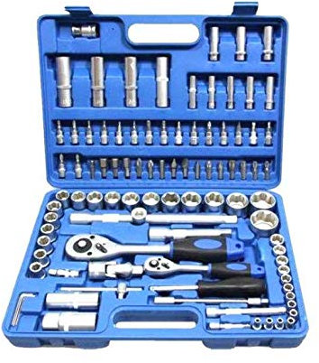 SET 108 PZ PEZZI CHIAVI A BUSSOLA CON CRICCHETTO CHROME ADATTATORI CACCIAVITE ITALIANO INGLESE PROFESSIONALE