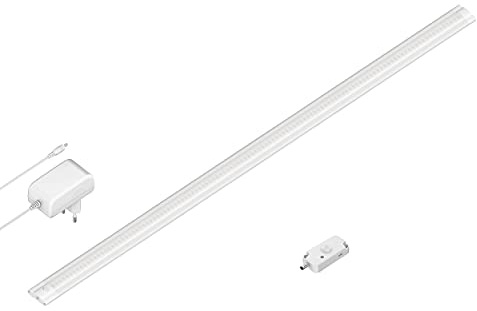 ledscom.de LED Unterbau-Leuchte SIRIS weiß matt mit Netzteil und Bewegungsmelder, flach, 90cm, 963lm, warm-weiß