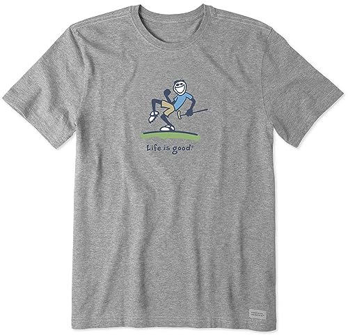 Life Is Good Herren Vintage Crusher Graphic T-Shirt Pump Putt Golf Jake, Heather Gray, XL