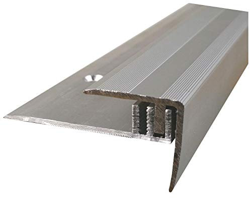 ufitec Profilsystem für Parkett- und Laminatböden - für Belagshöhen von 7-15 mm - viele Farben lieferbar (Treppenkantenprofil, Silber, 100 cm länge)