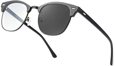 kimorn Fotocromatiche Occhiali Per Blocco Luce Blu Cornice Semi Senza Montatura Filtro Blue Ray Gioco Per Computer KS101 (Montatura nera lucida/lenti fotocromatiche)