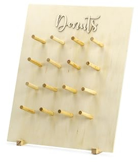 Soporte de madera rústica de donut para comida dulce, fiesta de boda